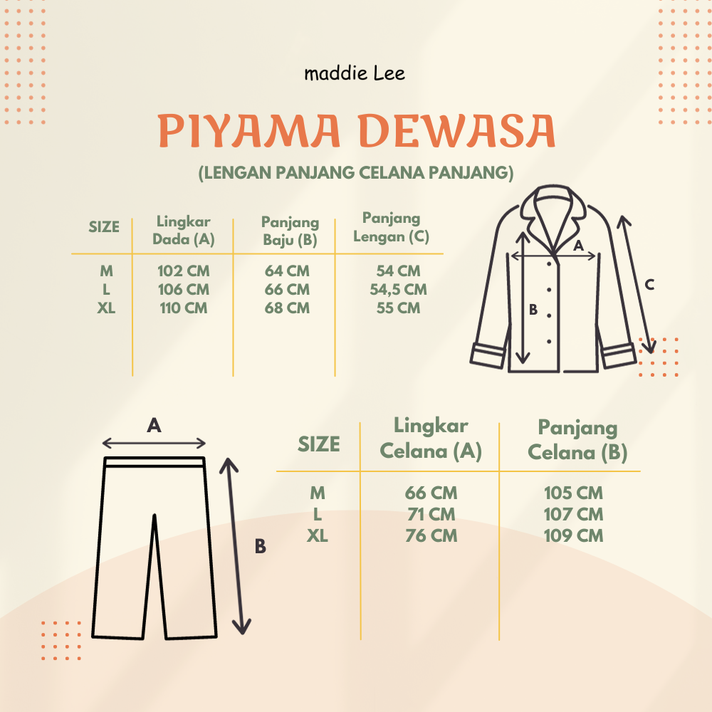 Size Chart PJJ Lorena Polos