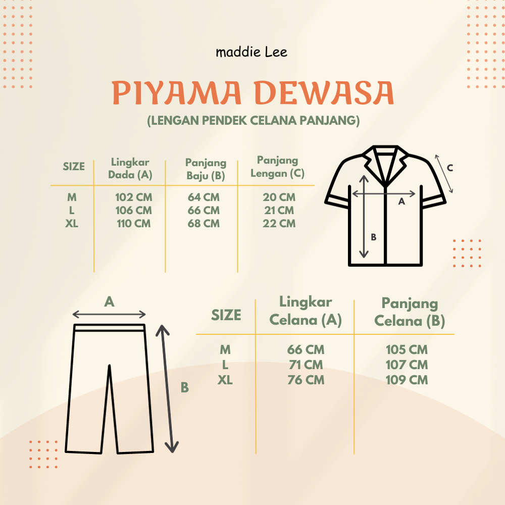 Size Chart PJK Lorena Polos
